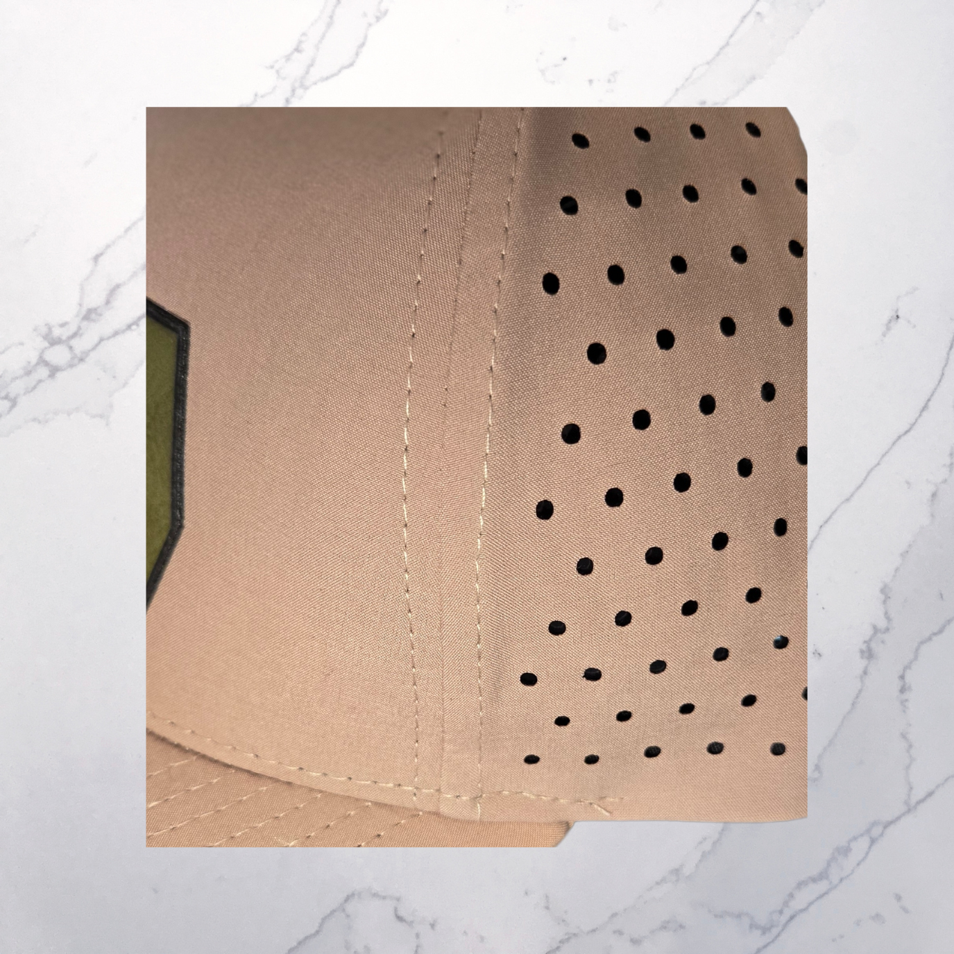 5 Panel Snapback Hydro Cap in Desert Tan With a Bow Hunter Engraved Patch