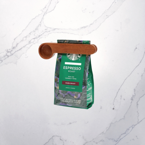 Wood Coffee Scoop & Clip Engraved With "Love You A Latte"