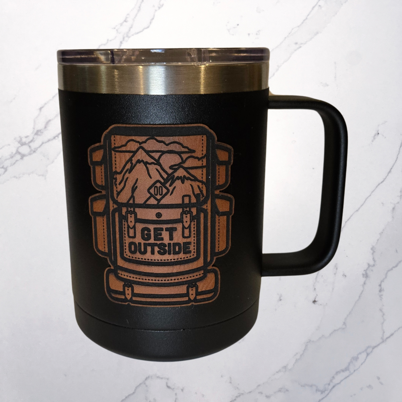 15 oz. COFFEE TUMBLER WITH BACKPACK PATCH