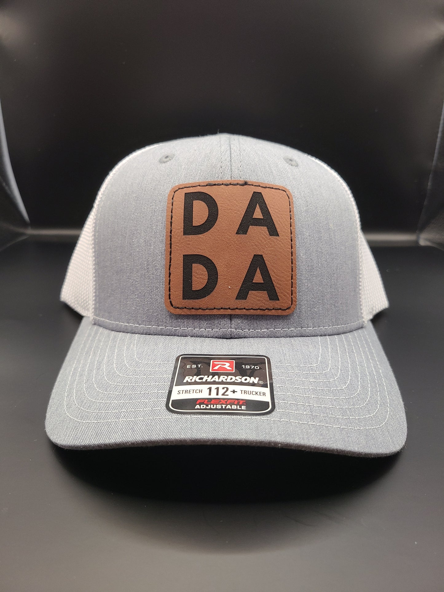 TRUCKER HAT WITH DADA PATCH (HEATHER GREY/WHITE MESH)