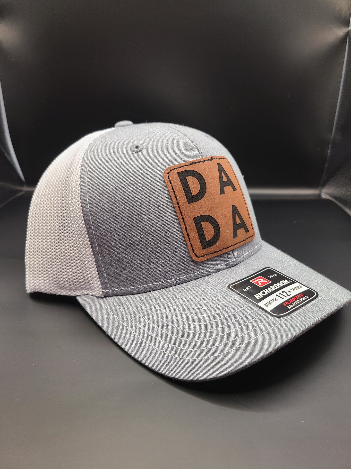 TRUCKER HAT WITH DADA PATCH (HEATHER GREY/WHITE MESH)