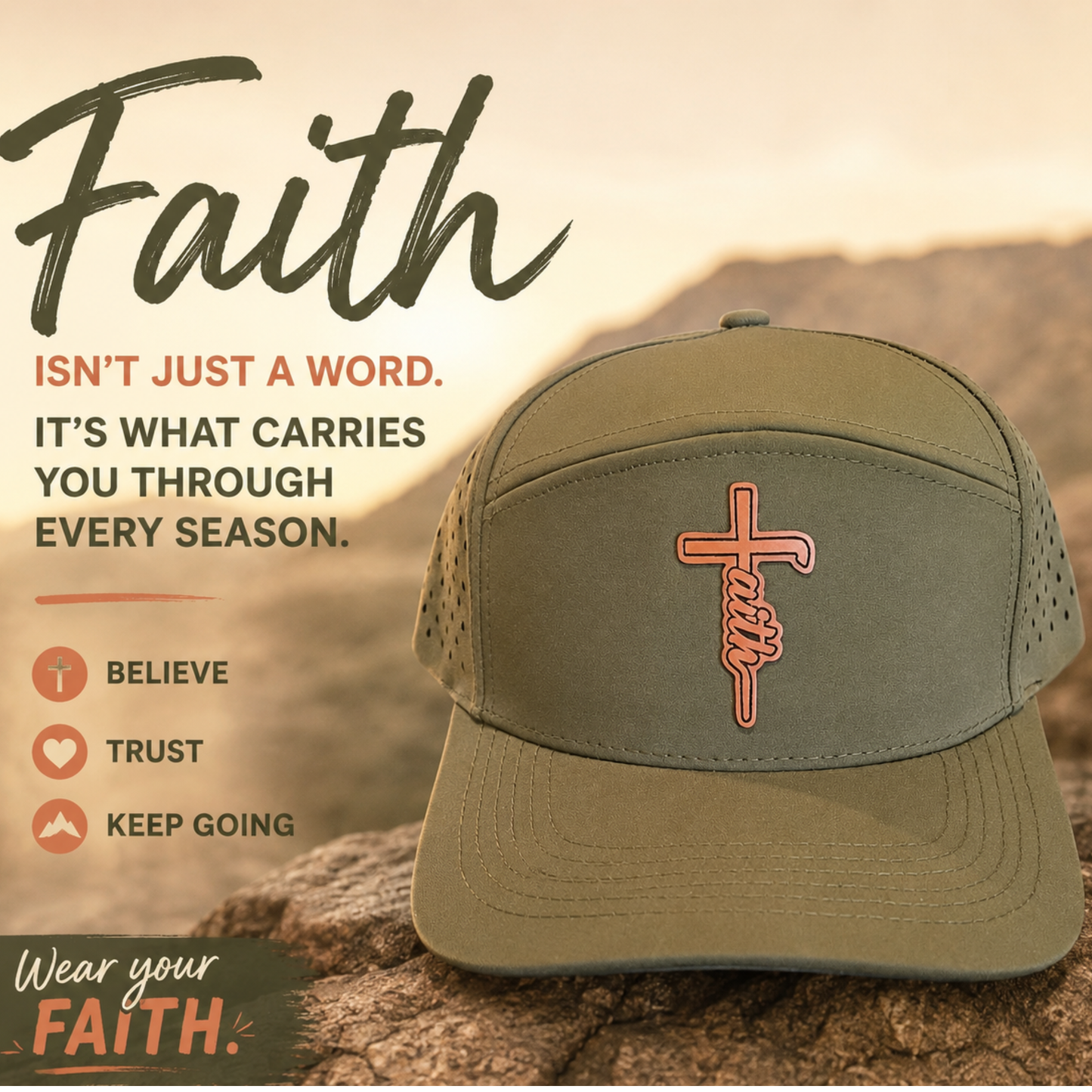 Faith Cross Christian Patch Hat
